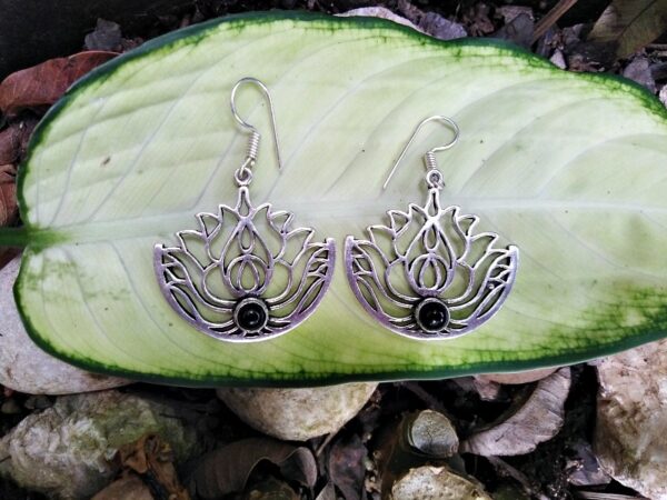 black onyx earrings, lotus flower earrings, bohemian earrings South Africa