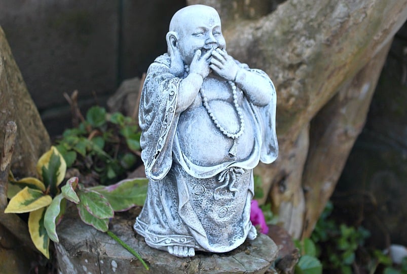 Laughing Buddha Garden Statue (18cm) - Hello Indigo Halo