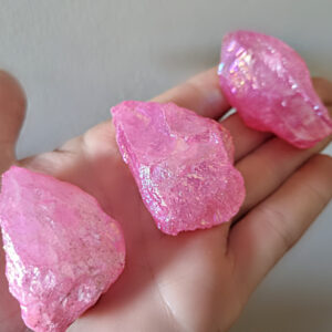 pink qura quartz points, roigh heated crystal pieces, south africa crystal