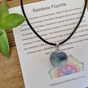 rainbow fluorite pendant, heart necklace, south africa heart
