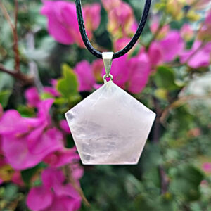 rose quartz hexagon necklace, rose quartz jewellery, south africa online crystal shop