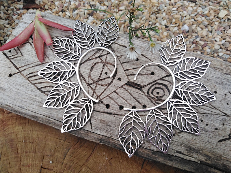 Leaf Cuffs Earrings (Silver) Hello Indigo Halo