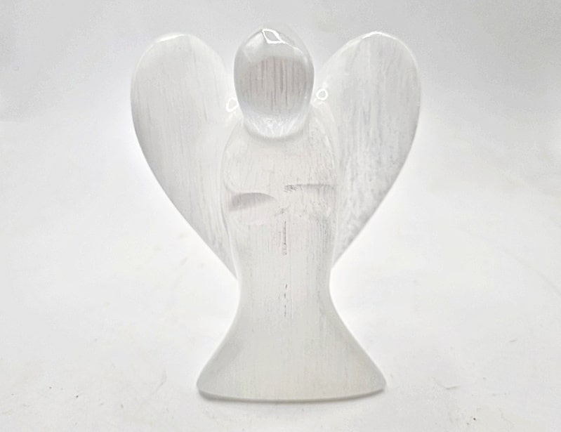 selenite angel lamp