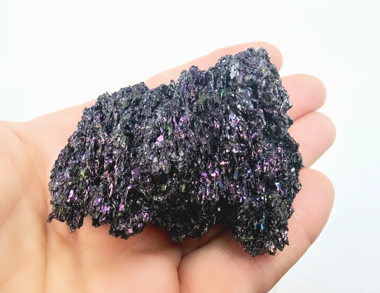 silicon carbide cluster, rough, crystal, black with purple specks