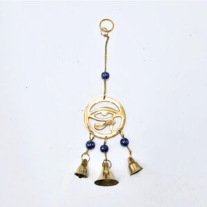 Eye Of Horus Chime (24cm), wind chime, Bronze coloured metal, eye of horus, protection, blue, bells