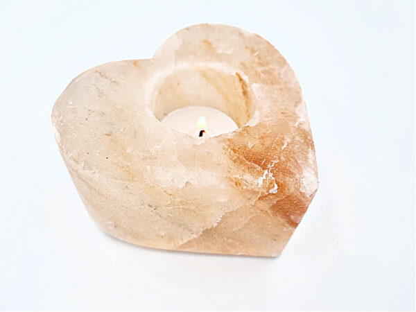 Himalayan Crystal Heart Salt Candle Holder, heart candle holder, salt lamp, himalayan salt candle holder, home decor