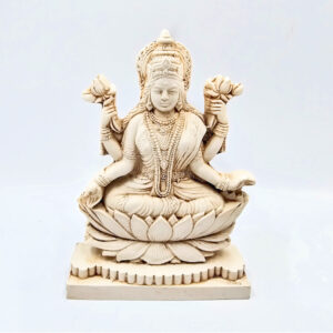 Lakshmi Statue, Hinduism, statue, on lotus, white case resin, Goddess, ornaments, wealth, fortune, power, beauty and prosperity