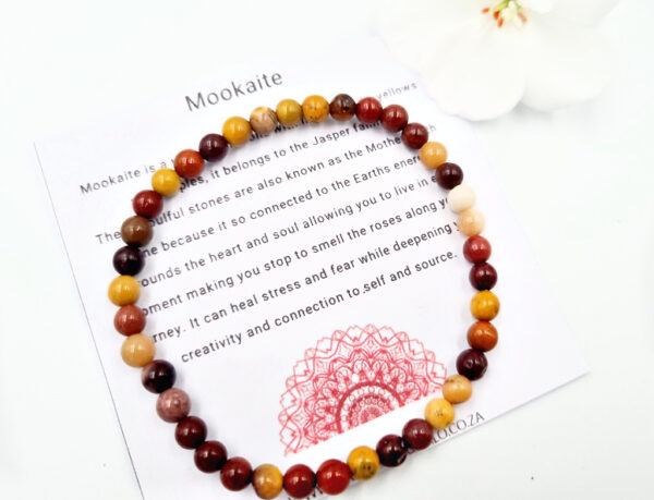 mookaite 4mm, bangle, crystal, belongs to the jasper family, brown, orange, red, yellow