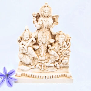 Saraswathi, Lakshmi and Ganesha Statue, white cast, Hinduism, ornaments, the symbol of wealth and prosperity