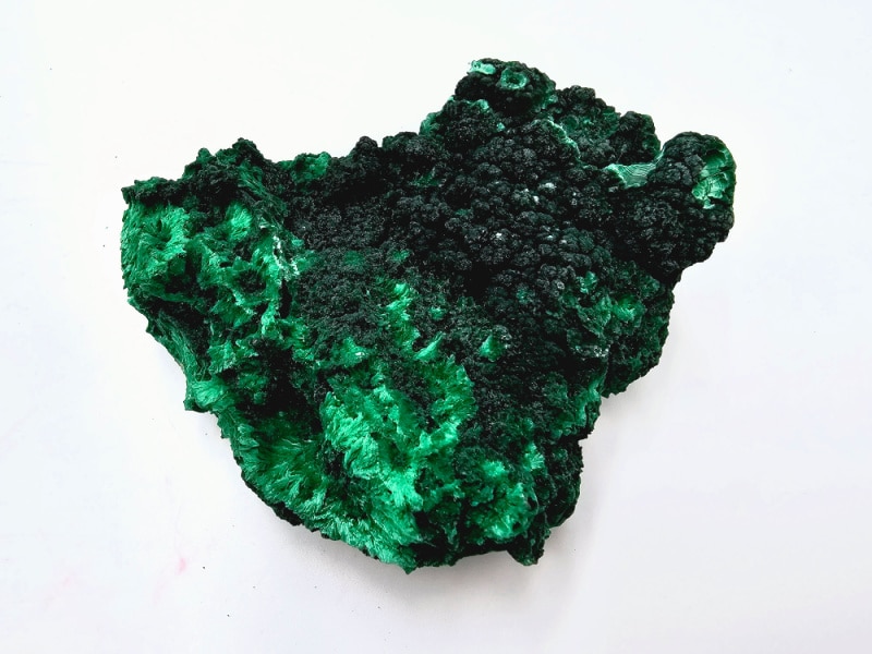 silky malachite cluster, green and black, cluster, crystal