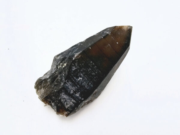 smokey quartz point rough, point, rough, cluster, gemstone, black, hyalite, glow in the dark