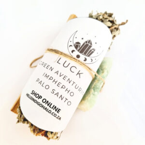 Luck Smudge Stick, palo santo, green aventurine