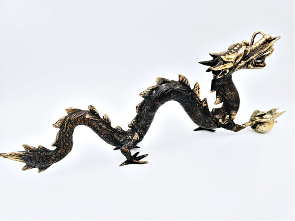 Dragon Statue Black Long Brass, Sheng Chi, brass, black, dragon, luck, prosperity