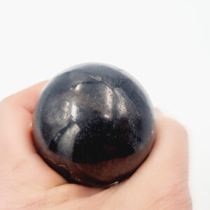 Shungite Sphere (17cm Circumference), crystal, sphere, shungite, ball, black with a bit of silver glow gemstone, polished, purification stone