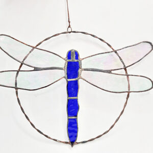 stained glass dragon, home decor, stained glass, blue, dragon fly