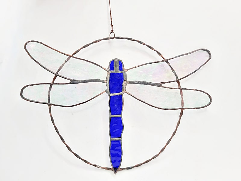 stained glass dragon, home decor, stained glass, blue, dragon fly