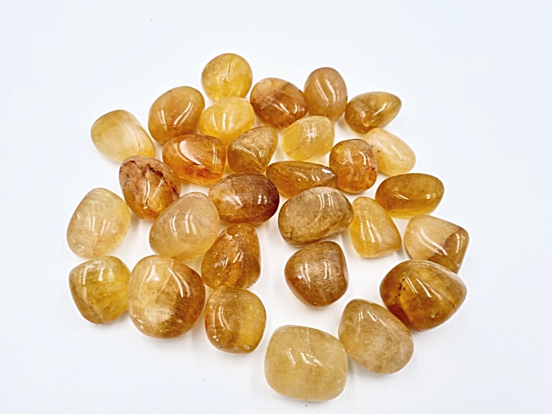 honey calcite, tumbled stones, yellow/orange, gemstone, crystal, Elements Fire, Earth, Water