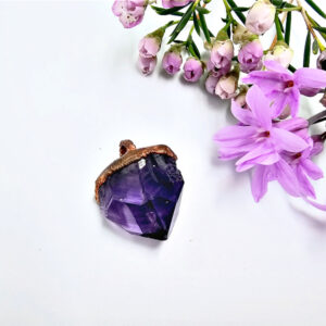 Amethyst Copper Pendant, crystal, purple gemstone, copper, Chakra: Crown & Third Eye