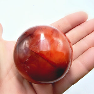 carnelian agate sphere, sphere, polished, dark red with orange, crystal