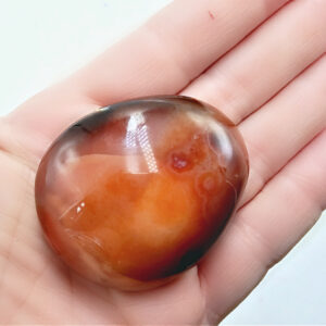 Carnelian Palm Stone, crystal, orange gem stone, polished,