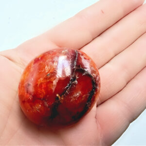 carnelian palm stone, orange gem stone, crystal, polished