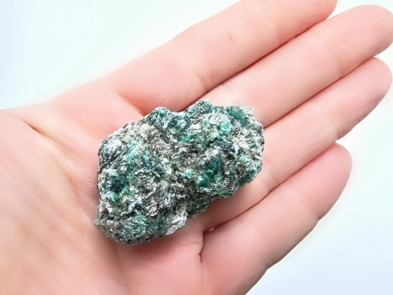 Emerald In Mica Schist Matrix, rough, crystal, water and earth