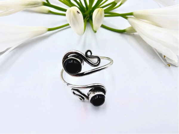 Black Onyx Ring Double Spiral