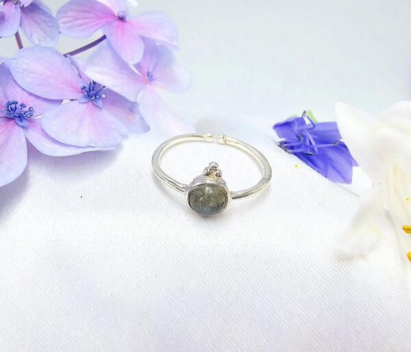 Labradorite Circle Ring With Dots