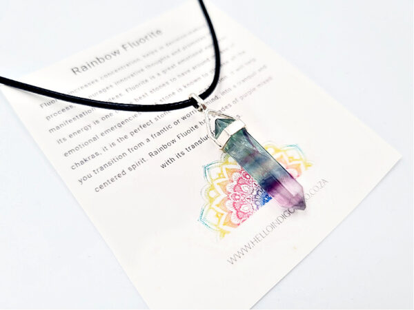 Rainbow Fluorite crystal Necklace (925 Silver)