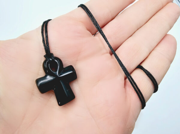 Black Obsidian Ankh Necklace (2.5cm) - Image 2