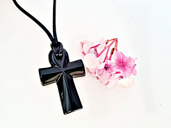 Black Obsidian Ankh Necklace (4cm)