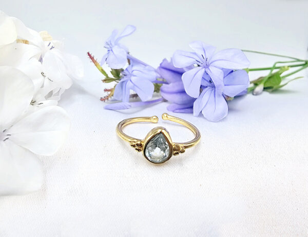 Brass Blue Topaz Ring (Adjustable)