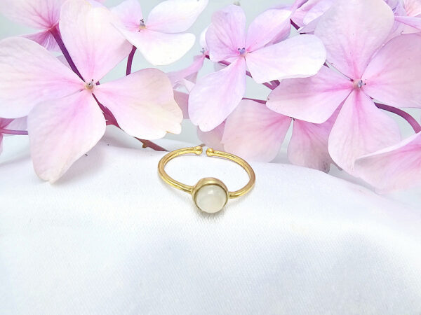 Brass Moonstone Round Ring (Adjustable)