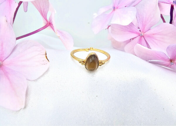 Brass Tigers Eye Tear Ring (Adjustable)