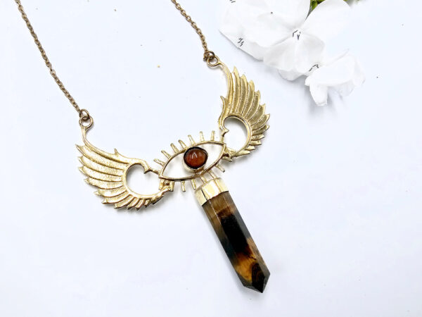 Double Wing Tigers Eye Necklace