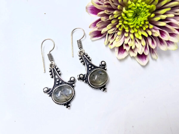 Labradorite Earrings Detailed Drop