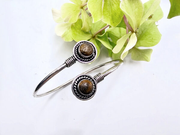 Tigers Eye Brass Bracelet, gemstone bangle, crystal gem bracelet