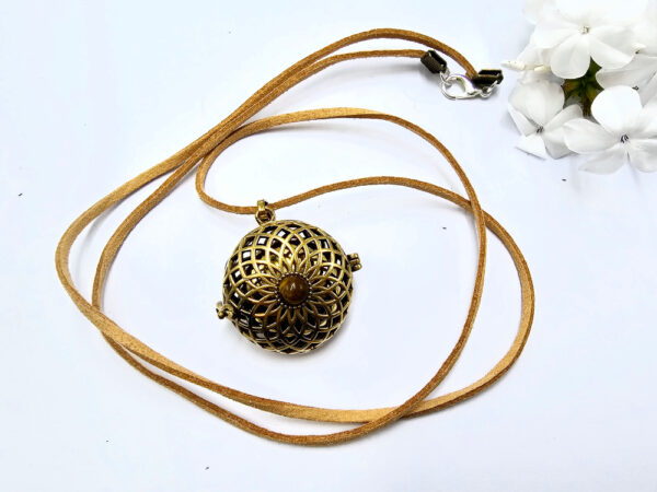 Harmony Bell Necklace Tigers Eye Brass (Opens) - Image 3