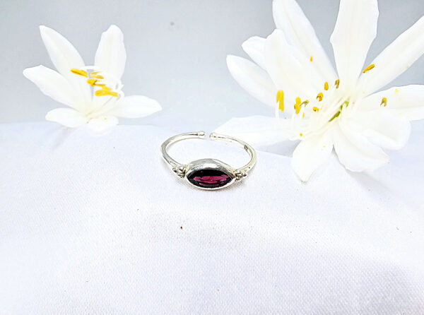 Garnet Diamond Dots Ring (925 Silver)