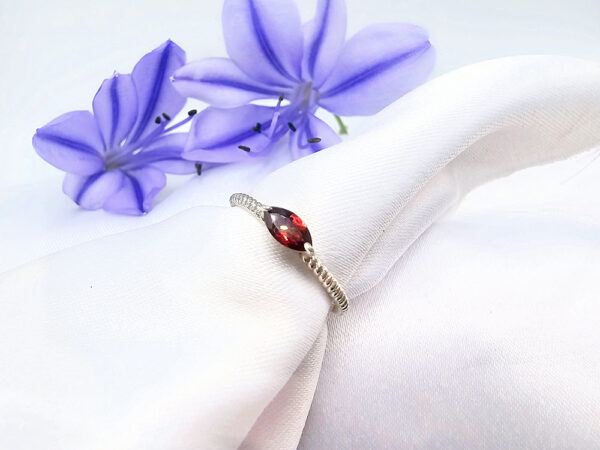 Ruby Ring With Twisted Band (925 Silver