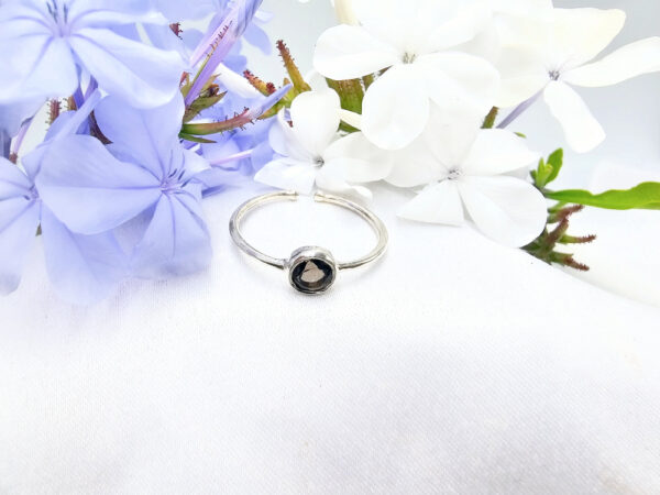 Smoky Quartz Round Ring (925 Silver)