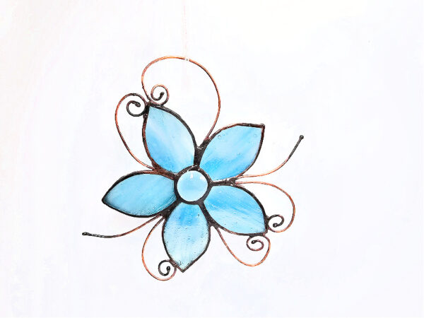 Stained Glass Flower Blue