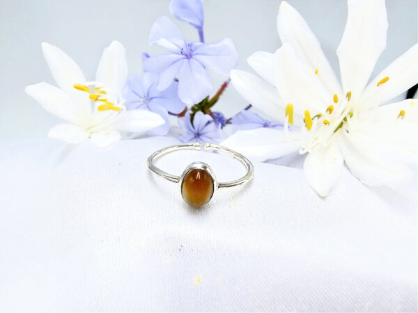 Tigers Eye Oval Ring (925 Silver)