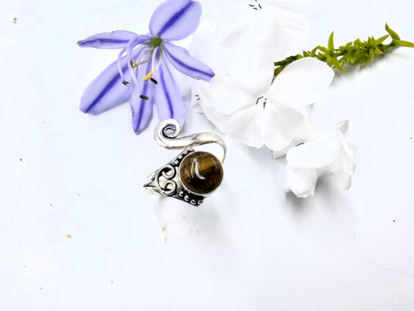 Tigers Eye Spiral Wrap Ring (Adjustable)