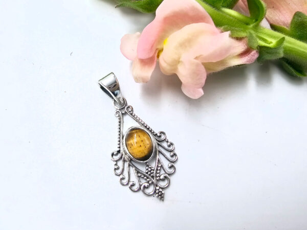 Tigers Eye Lattice 925 Silver Pendant