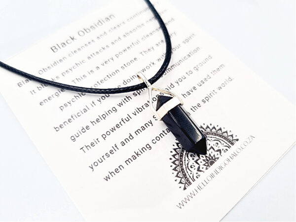 Black Obsidian Mini  Crystal Necklace (925 Silver)