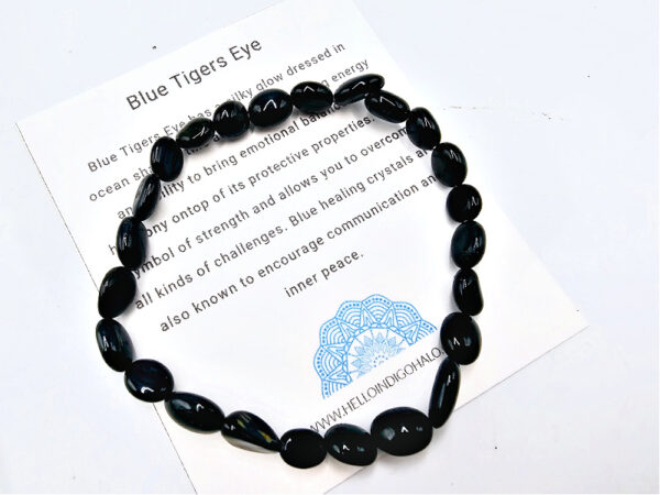 Blue Tigers Eye Gemstone Nugget Bangle