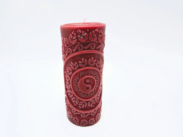 Yin Yang Tall Maroon Candle (11cm)