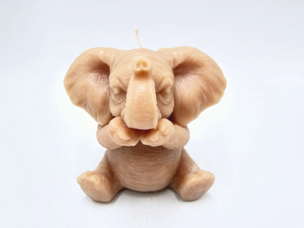 Elephant Blowing A Kiss Candle Tan