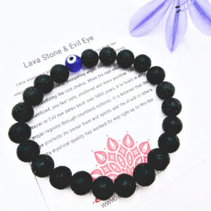 Lava Stone & Evil Eye Round Beaded Bangle, turkish eye, bracelet